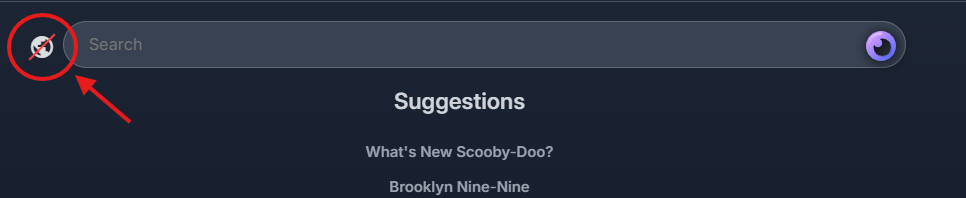 Extra sources off — globe with a slash next to Search